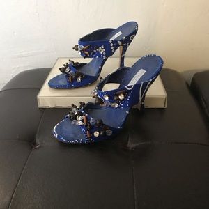 HOLLYWOULD Azure & White Beaded Sandals